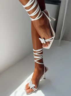 Princess Polly Lamina Strappy Heels  White Shop