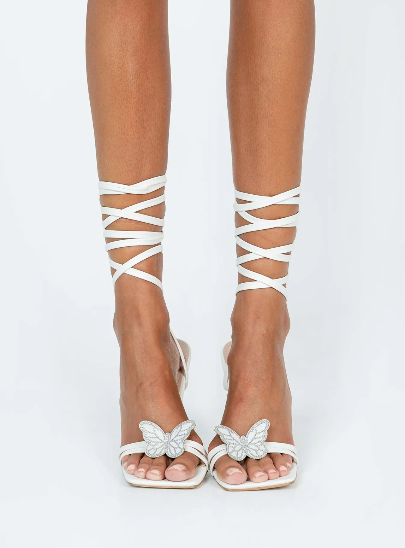Princess Polly Lamina Strappy Heels White Shop