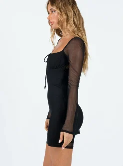 Princess Polly Lanyana Long Sleeve Mini Dress Black Shop