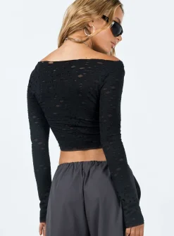Princess Polly Lapidus Long Sleeve Top  Black Flash Sale