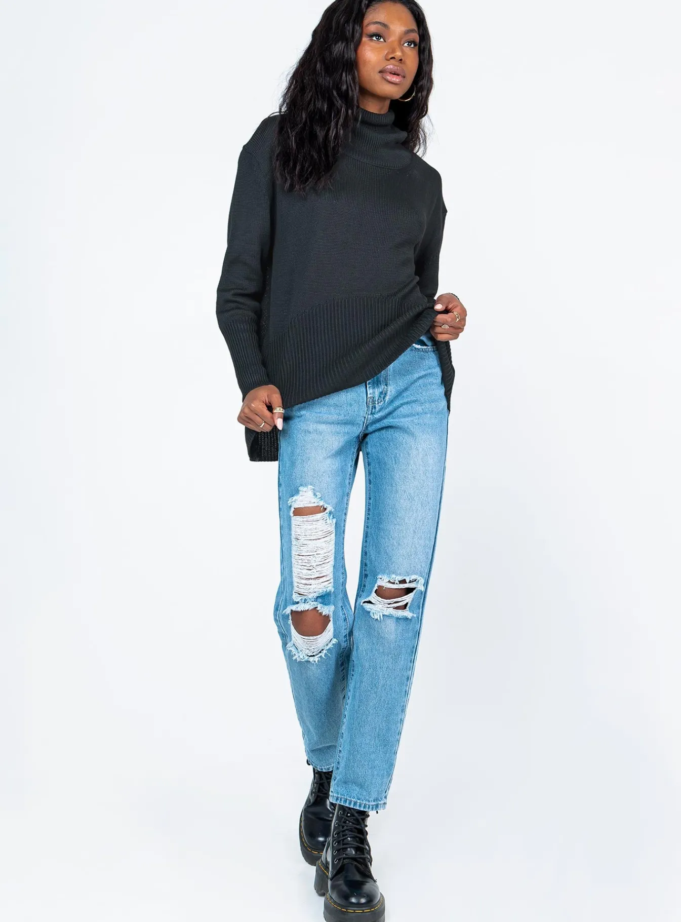 Princess Polly Larnee Turtleneck Sweater Black Shop