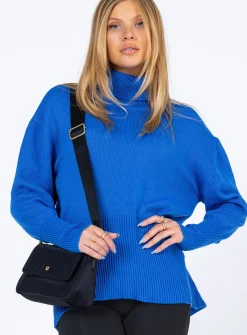 Princess Polly Larnee Turtleneck Sweater  Blue Cheap
