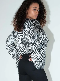 Princess Polly Larry Crop Shirt  Zebra Discount