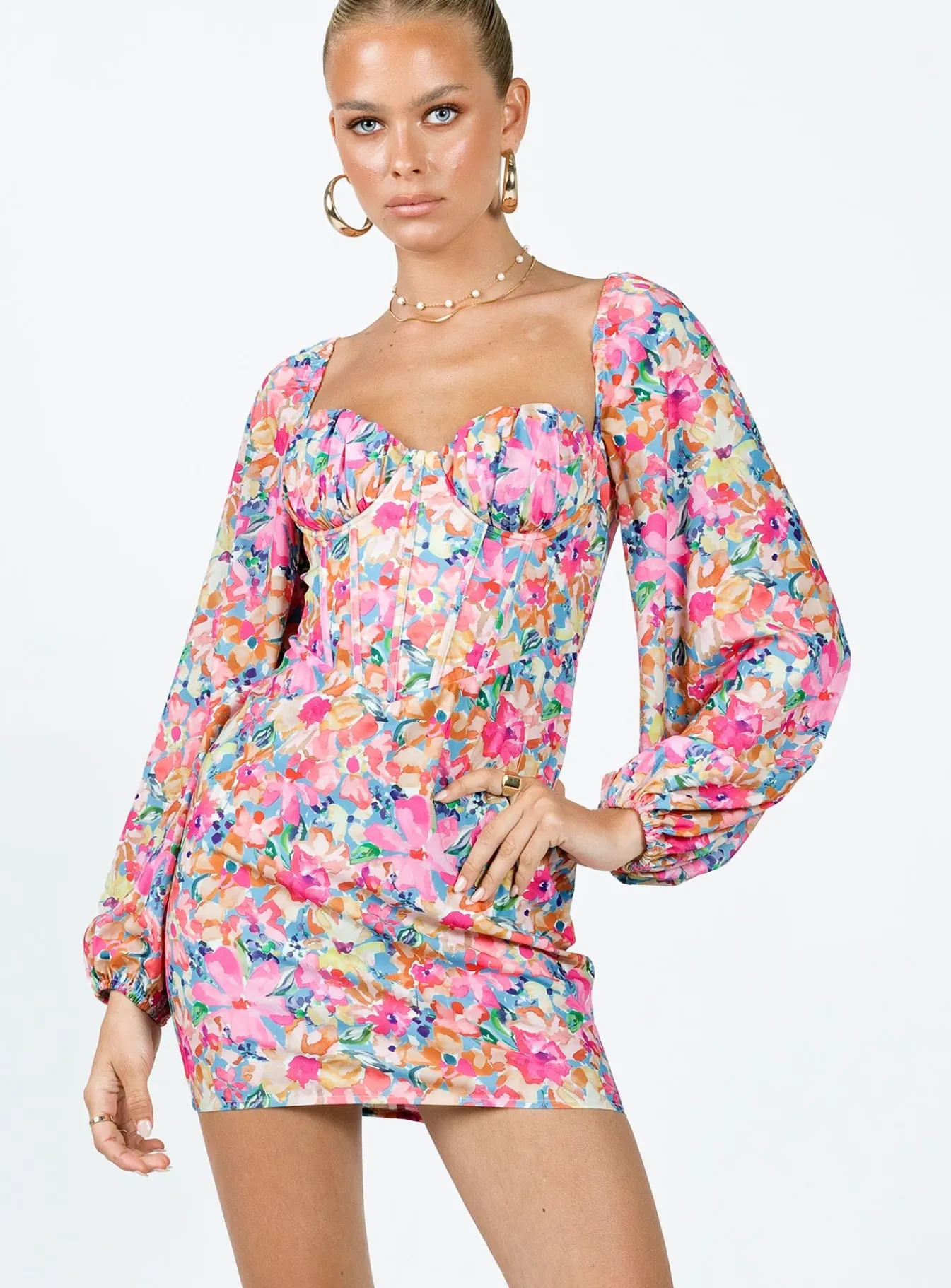 Princess Polly Laurie Corset Mini Dress Multi New