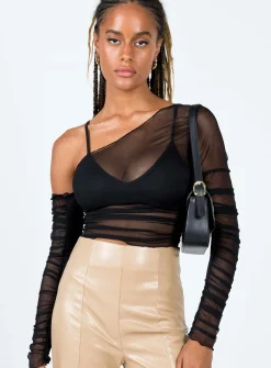 Princess Polly Layla Long Sleeve Top  Black Clearance