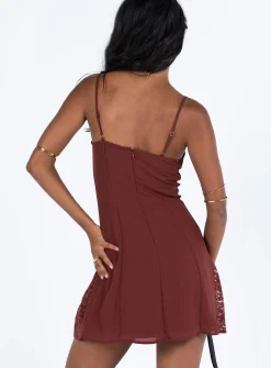Princess Polly Laysan Lace Mini Dress  Burgundy Sale
