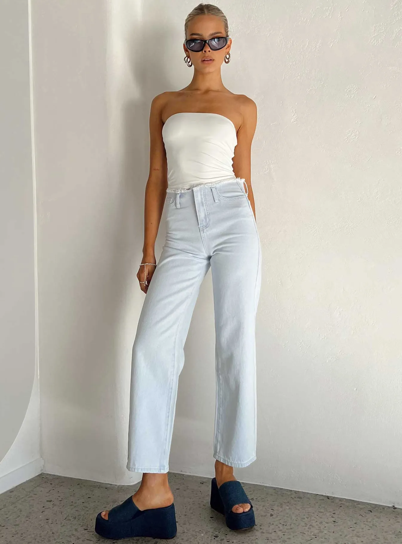 Princess Polly Layton Straight Leg Light Wash Jean Denim Cheap