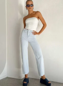 Princess Polly Layton Straight Leg Light Wash Jean  Denim Cheap
