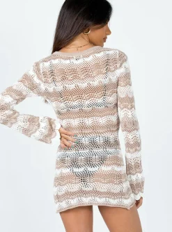 Princess Polly Leah Knit Mini Dress  Brown Sale