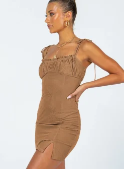 Princess Polly Ledger Mini Dress  Brown Store