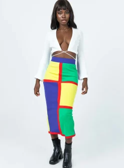 Princess Polly Lego Midi Skirt  Multi Cheap