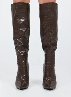 Princess Polly Leighton Boots  Brown Sale