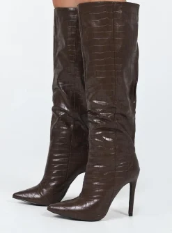 Princess Polly Leighton Boots  Brown Sale