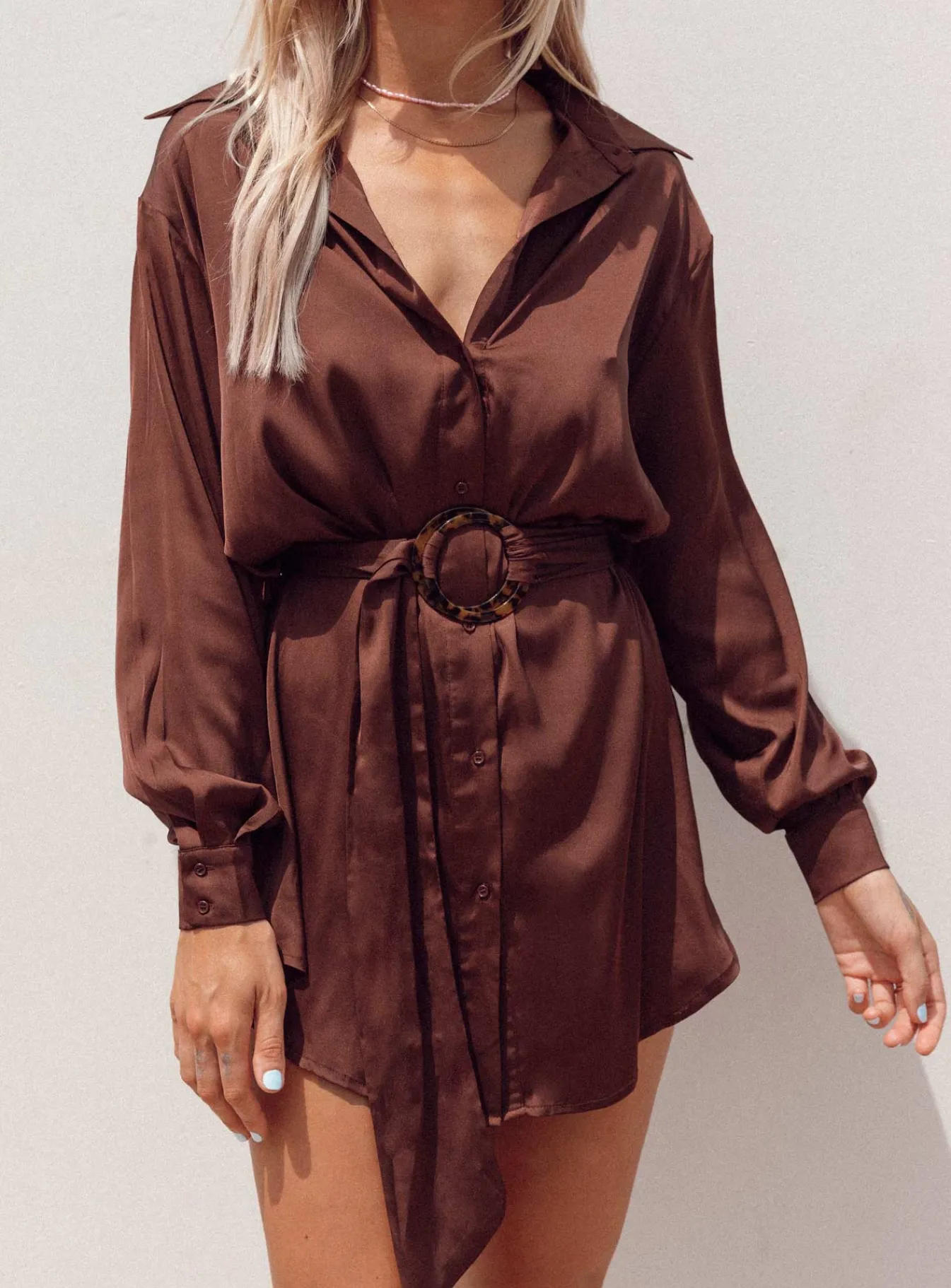 Princess Polly Leighton Mini Dress Brown Cheap