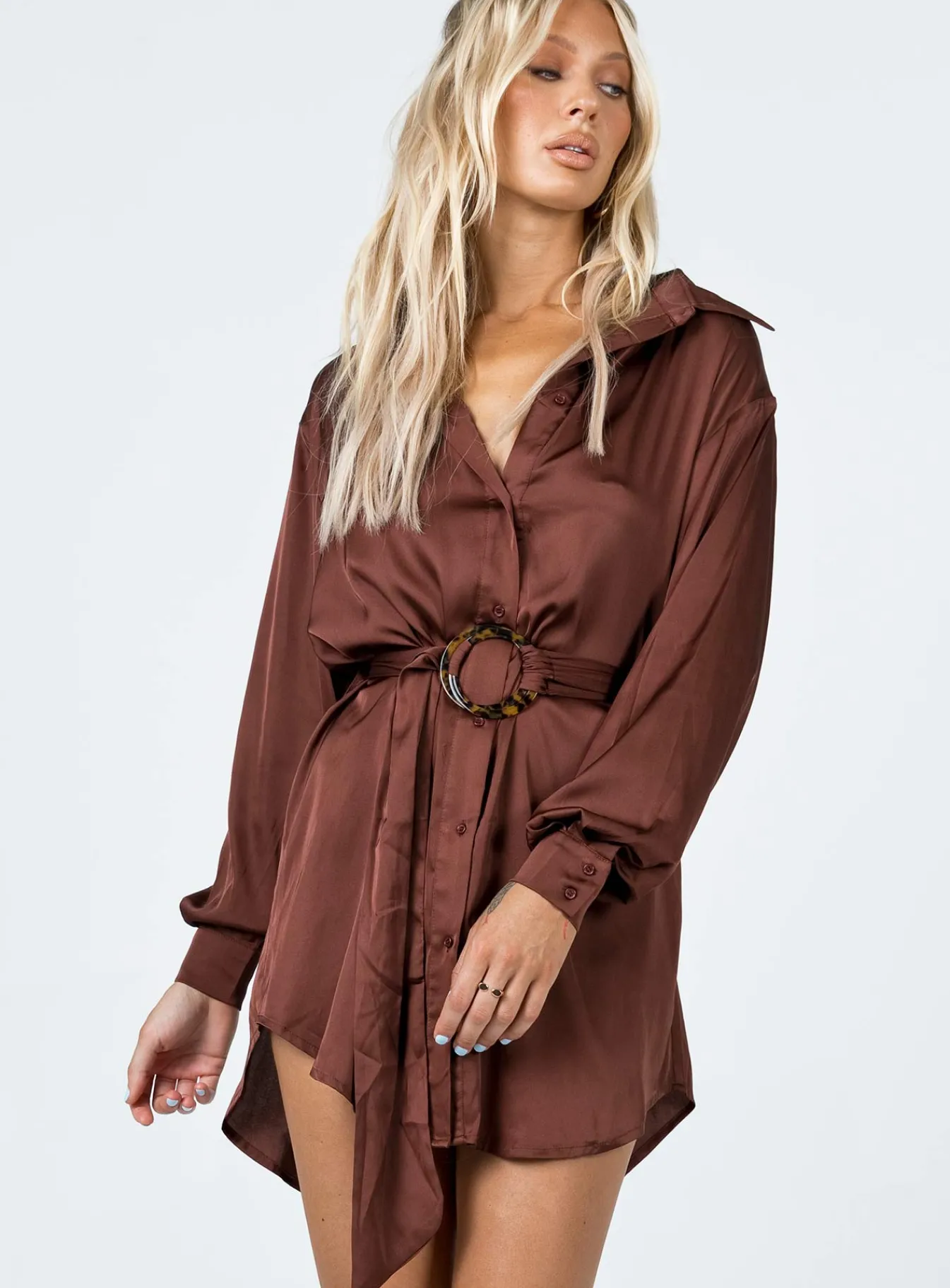 Princess Polly Leighton Mini Dress Brown Cheap