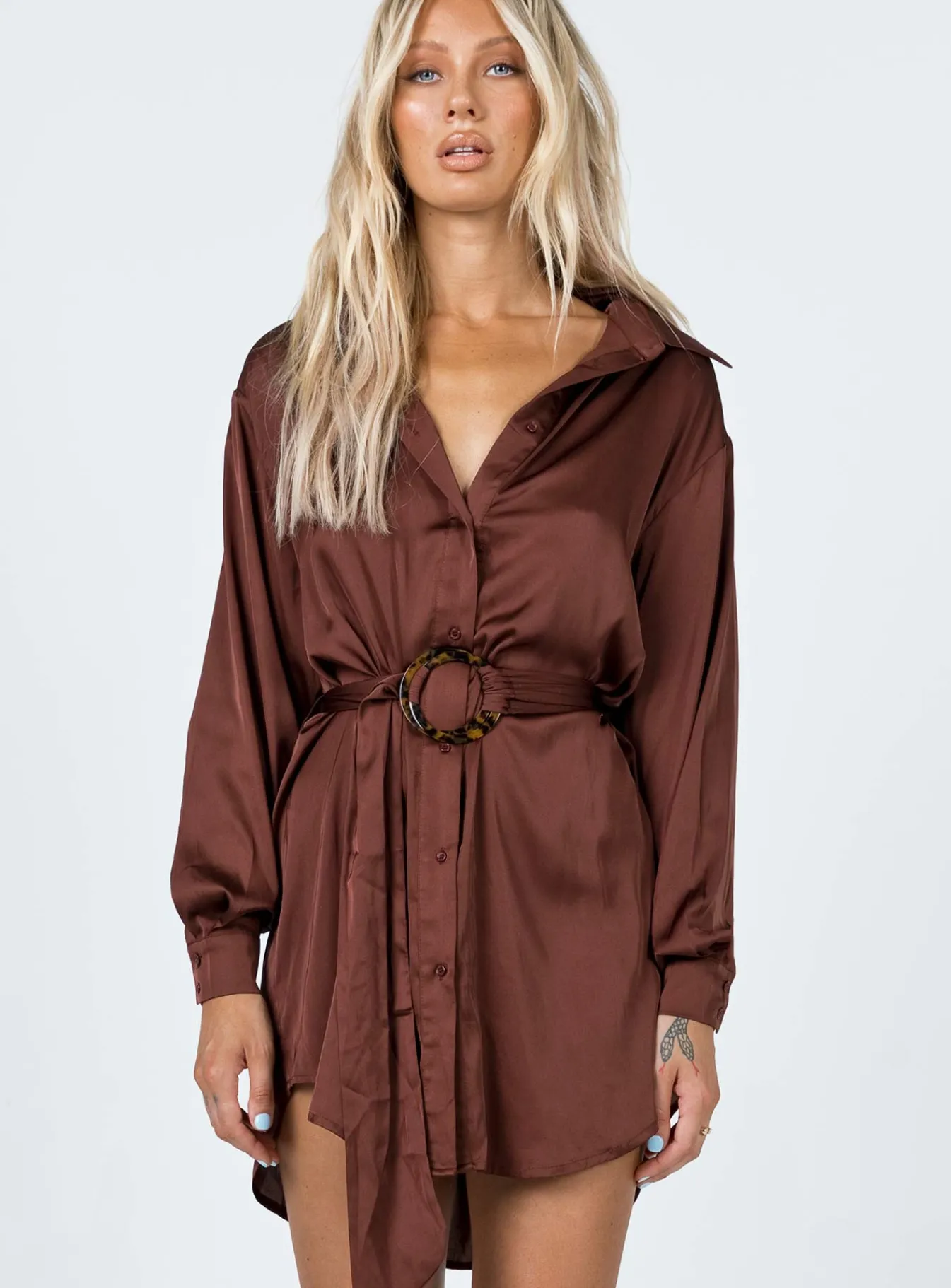 Princess Polly Leighton Mini Dress Brown Cheap