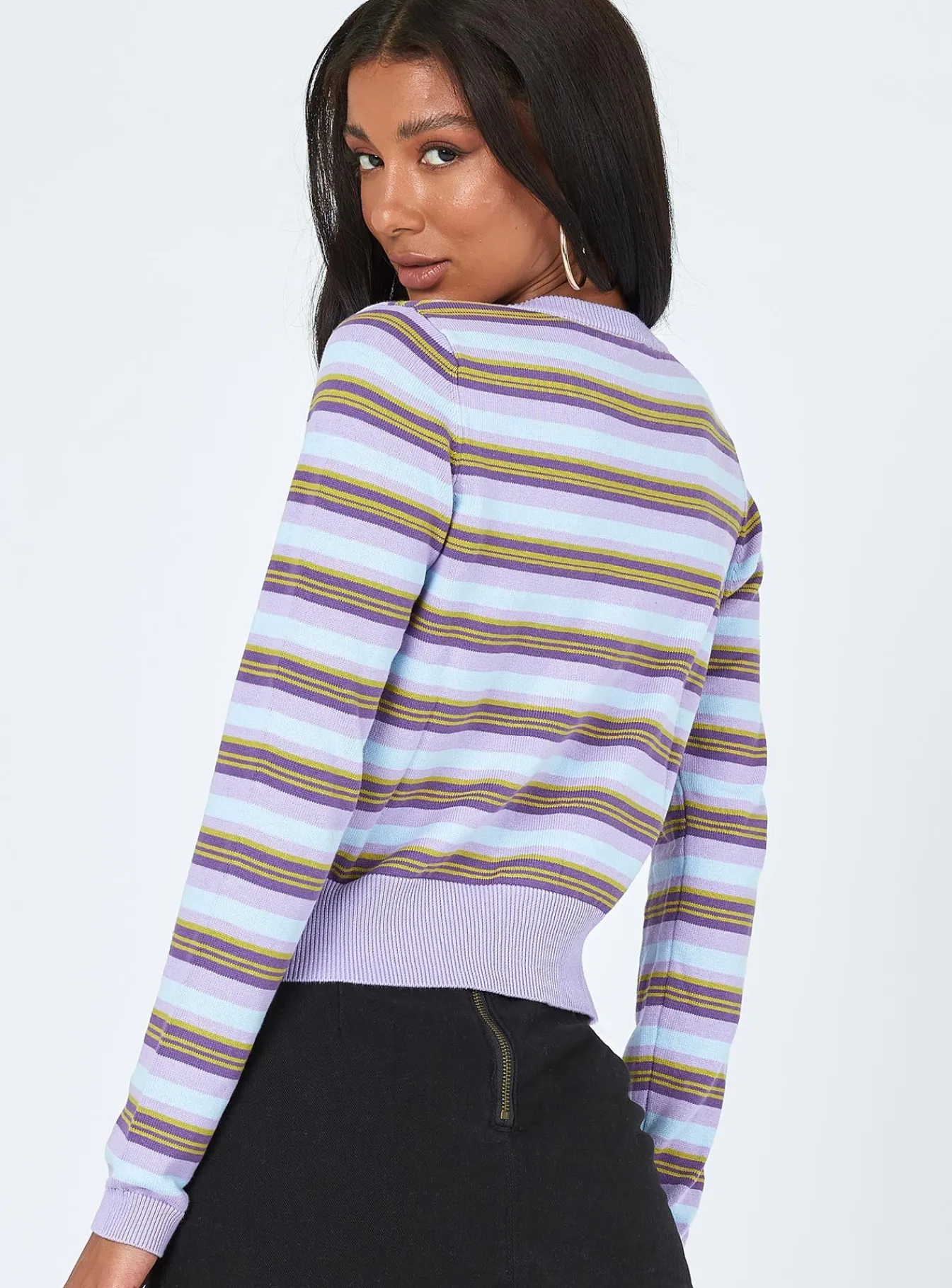 Princess Polly Leila Cardigan Multi Purple Flash Sale