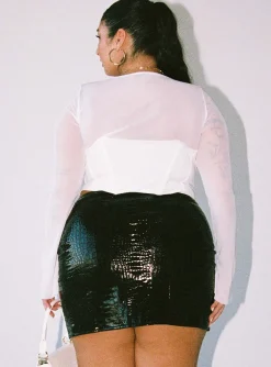 Princess Polly Leila Mini Skirtcroc Curve Black Best
