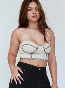 Princess Polly Leilani Top Beige Cheap