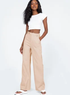 Princess Polly Lelo Linen Pants  Beige Best