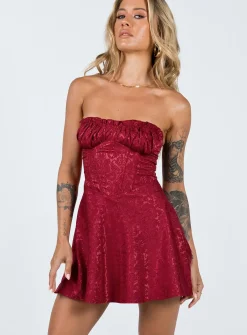 Princess Polly Lenette Mini Dress Burgundy Clearance