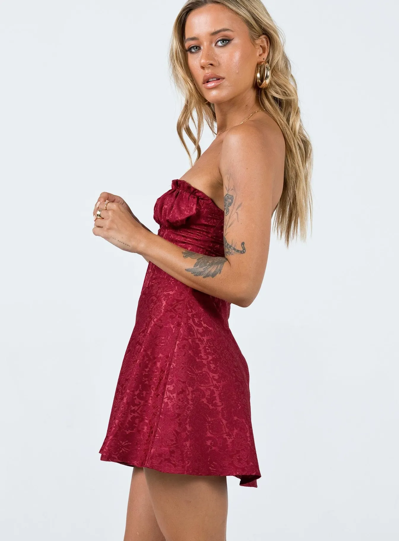 Princess Polly Lenette Mini Dress Burgundy Clearance