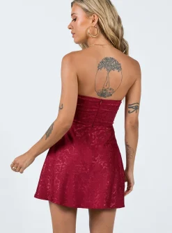 Princess Polly Lenette Mini Dress Burgundy Clearance