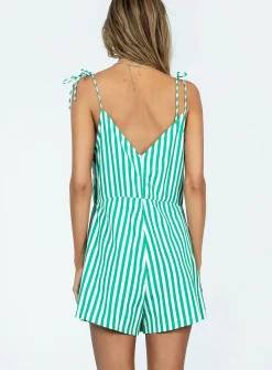 Princess Polly Lennox Romperstripe Green Clearance
