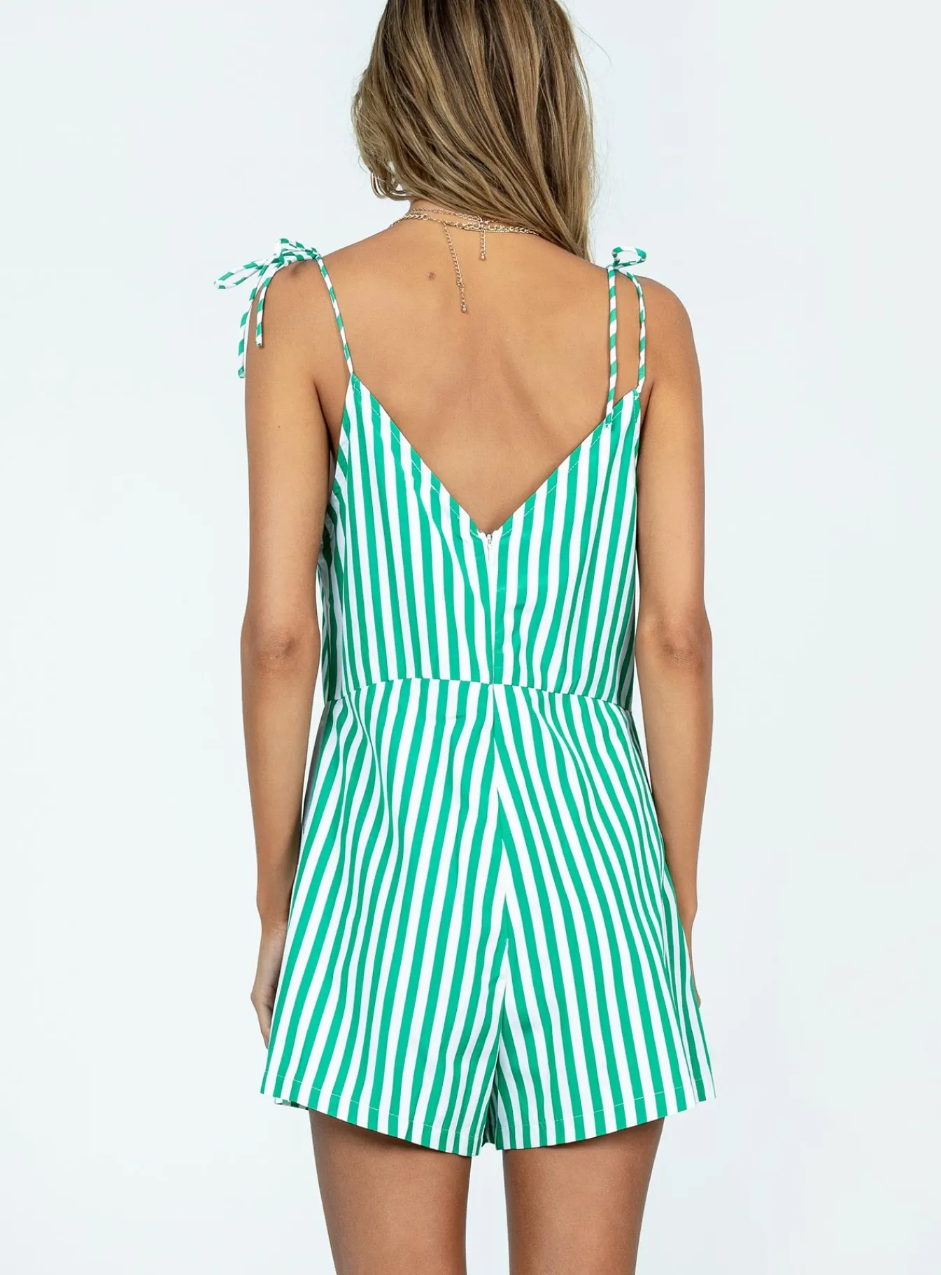 Princess Polly Lennox Romperstripe Green Clearance