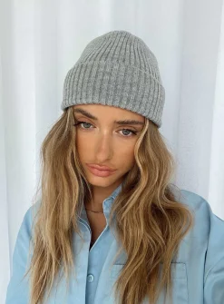 Princess Polly Leo Beanie Marle Grey Discount