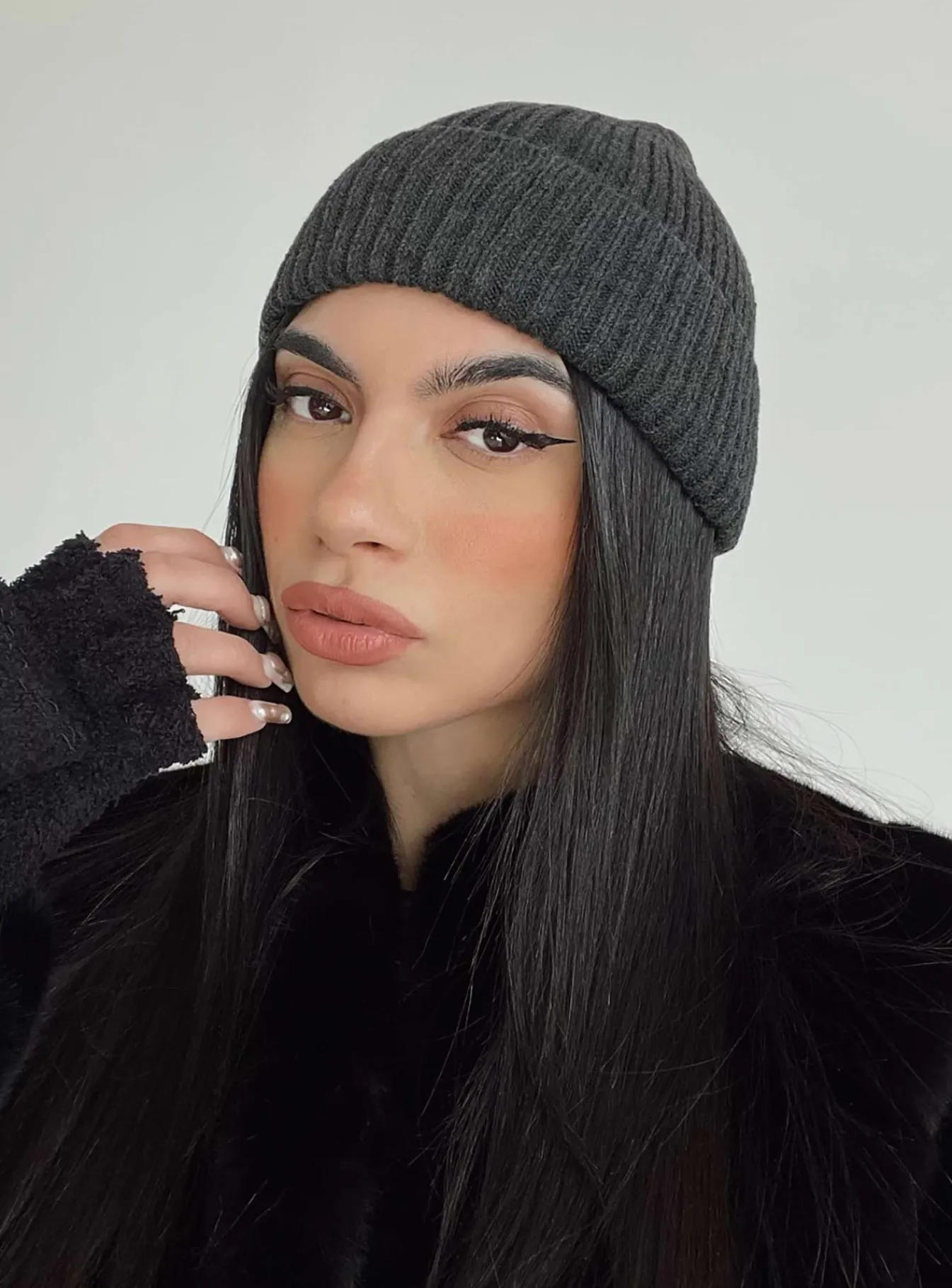 Princess Polly Leo Beanie Slate Grey Clearance