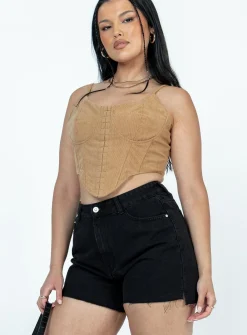 Princess Polly Leonie Denim Shorts Washed Black Discount