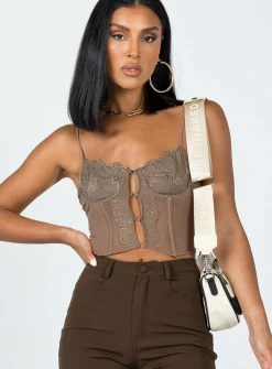 Princess Polly Lerina Top Mushroom Beige Sale