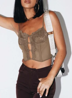 Princess Polly Lerina Top Mushroom Beige Sale