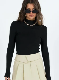 Princess Polly Lerman Long Sleeve Top  Black Discount