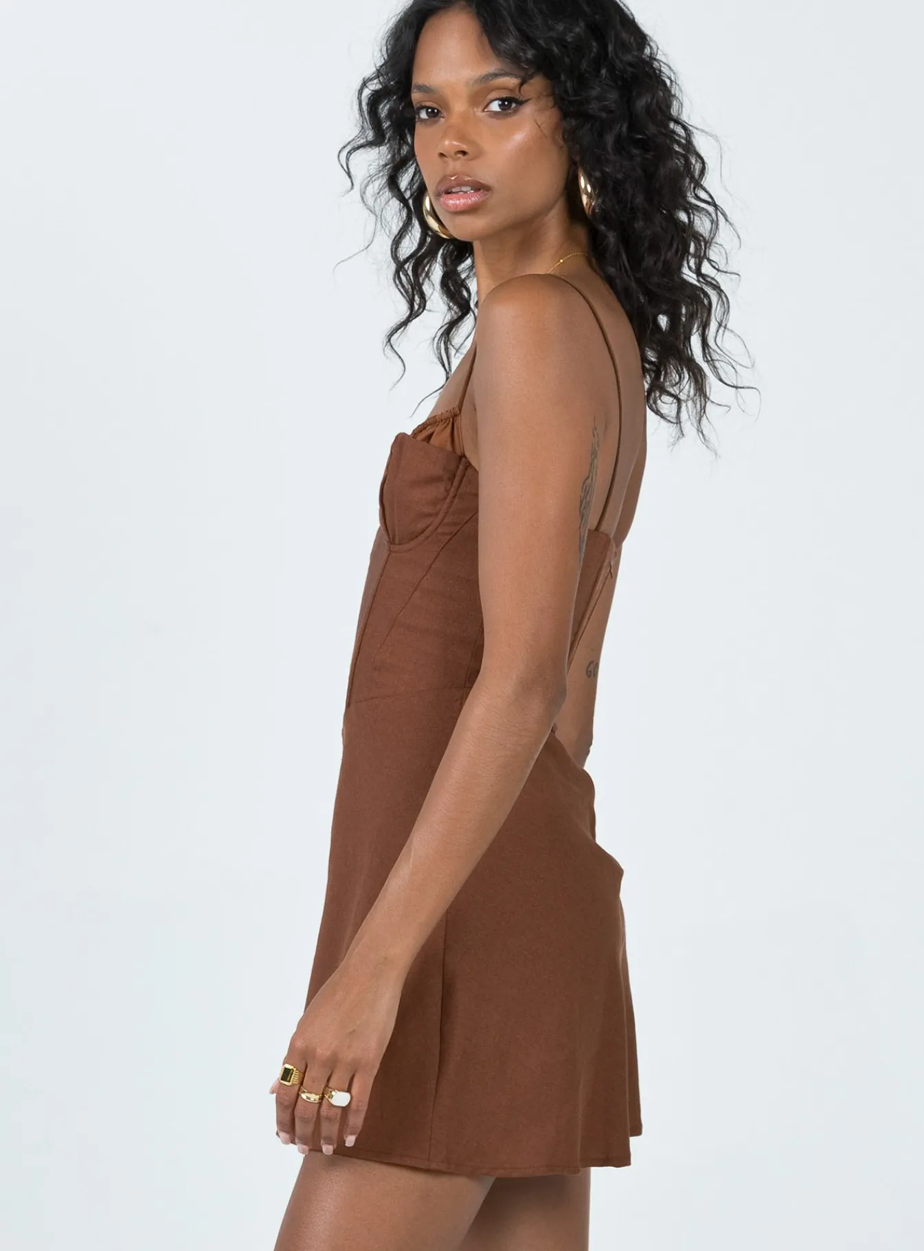 Princess Polly Lesley Mini Dress Brown Outlet