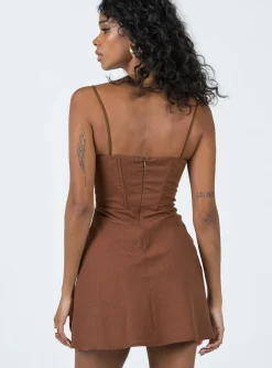Princess Polly Lesley Mini Dress Brown Outlet