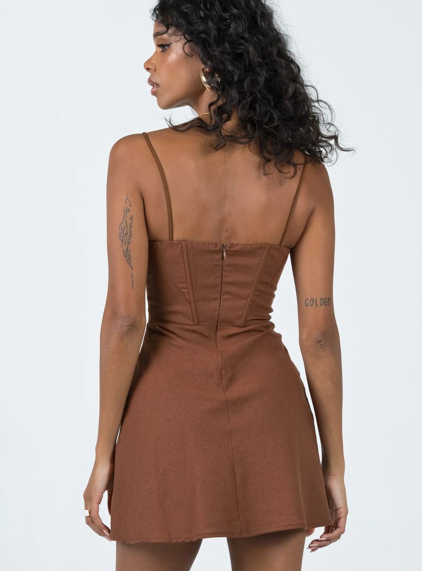 Princess Polly Lesley Mini Dress Brown Outlet
