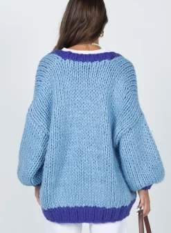 Princess Polly Lester Knit Cardigan Blue New