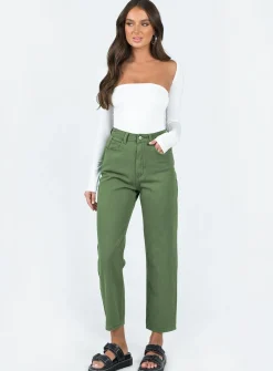Princess Polly Leta Straight Leg Denim Jeans  Khaki Hot