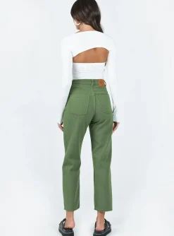Princess Polly Leta Straight Leg Denim Jeans Khaki Hot