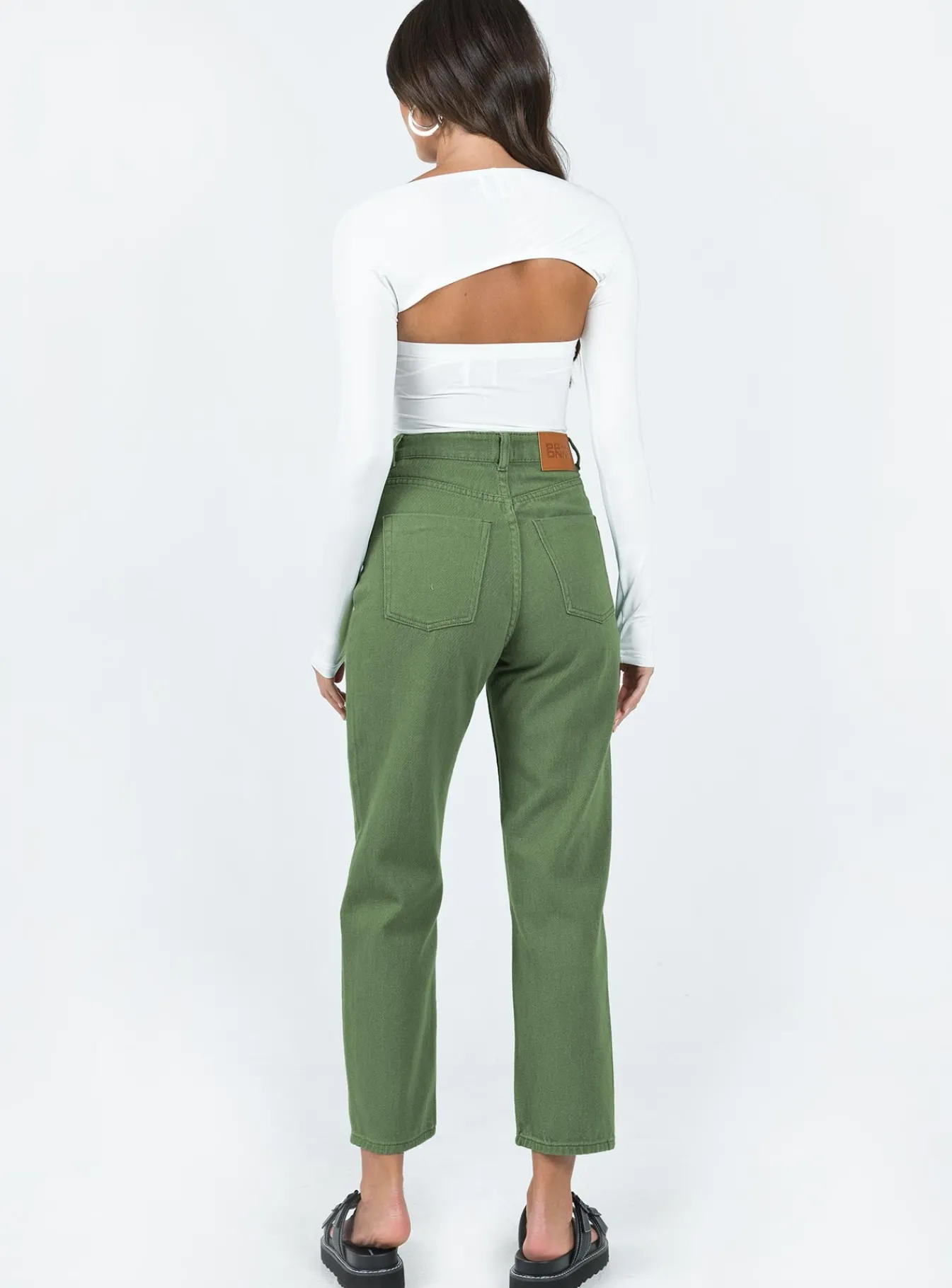 Princess Polly Leta Straight Leg Denim Jeans Khaki Hot