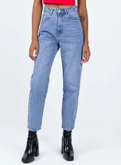 Princess Polly Leta Straight Legjeans Mid Blue   Denim Store
