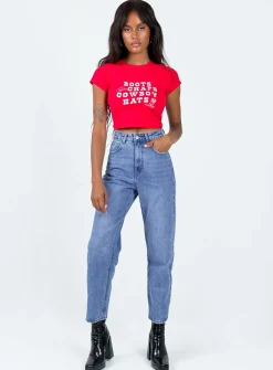Princess Polly Leta Straight Legjeans Mid Blue Denim Store
