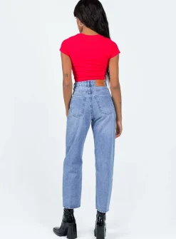 Princess Polly Leta Straight Legjeans Mid Blue Denim Store