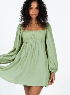 Princess Polly Let'S Dance Long Sleeve Mini Dress  Sage New