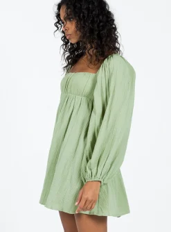 Princess Polly Let'S Dance Long Sleeve Mini Dress  Sage New