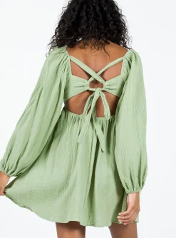 Princess Polly Let'S Dance Long Sleeve Mini Dress  Sage New