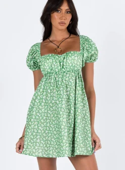Princess Polly Let'S Dance Mini Dress  Green Floral Hot