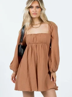 Princess Polly Let'S Dance Mini Long Sleeve Dress Rust   Orange Sale